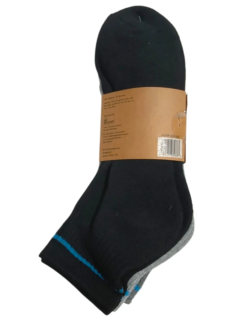 BORN Half Cushion Quarter SOCKS (5 Pack) BLUE WHITE Athletic Socks